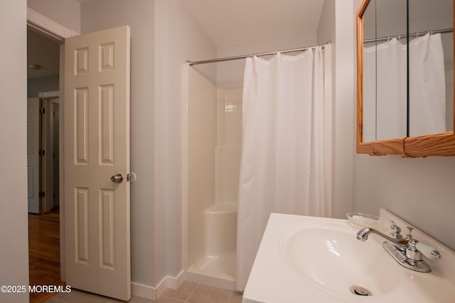 3257 Ridgeway Blvd, Manchester, NJ 08759 - bathroom featuring a sink, a shower with curtain, and baseboards