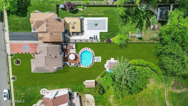 bird's eye view of a pool