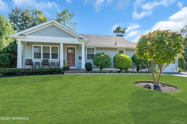 18 Franklin Pkwy, West Long Branch, NJ 07764 - view of front of home featuring a porch, a front lawn, and a garage
