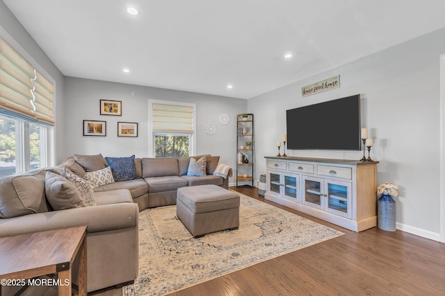 18 Franklin Pkwy, West Long Branch, NJ 07764 - living room featuring recessed lighting, wood finished floors, plenty of natural light, and baseboards