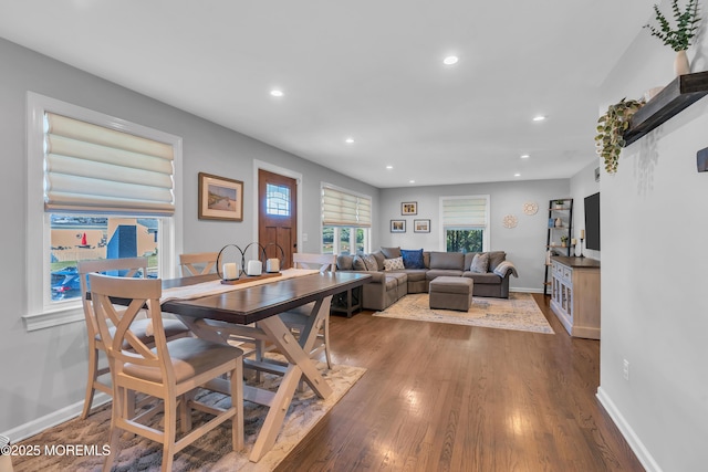 18 Franklin Pkwy, West Long Branch, NJ 07764 - dining space featuring dark wood-type flooring, recessed lighting, and baseboards
