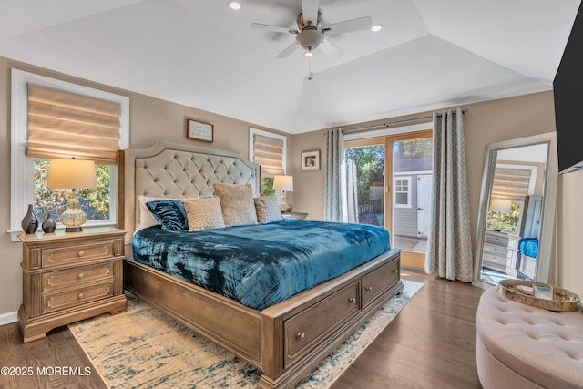 18 Franklin Pkwy, West Long Branch, NJ 07764 - bedroom with access to exterior, wood finished floors, recessed lighting, and a ceiling fan