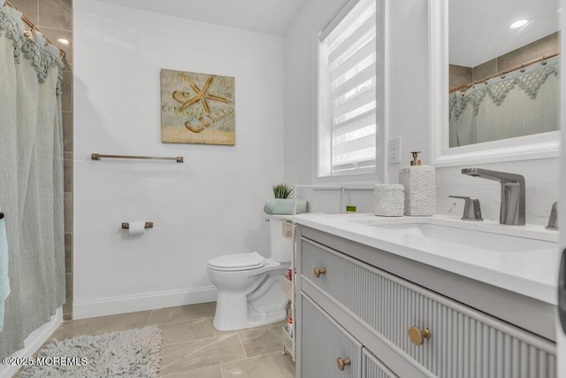 74 Dock Rd, Brick, NJ 08723 - full bath with toilet, baseboards, vanity, and a shower with shower curtain