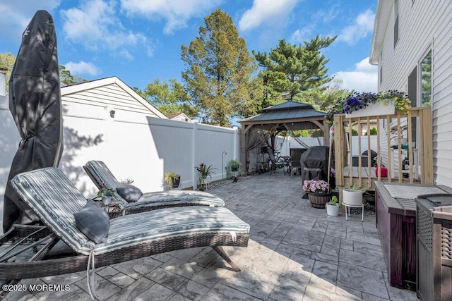 74 Dock Rd, Brick, NJ 08723 - view of patio with a gazebo, a fenced backyard, and grilling area
