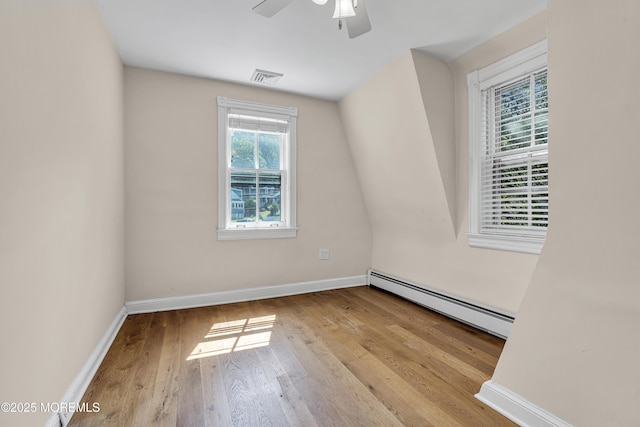46 Grand Tour, Highlands, NJ 07732 - spare room featuring baseboard heating, wood finished floors, baseboards, and ceiling fan