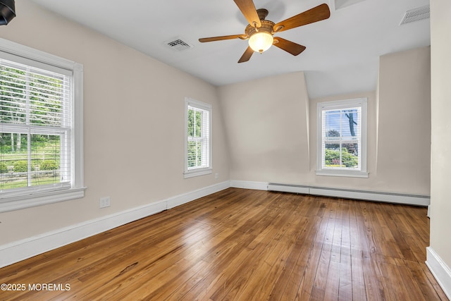 46 Grand Tour, Highlands, NJ 07732 - empty room featuring a baseboard heating unit, wood-type flooring, and healthy amount of natural light