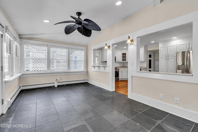 46 Grand Tour, Highlands, NJ 07732 - unfurnished sunroom featuring lofted ceiling and a sink