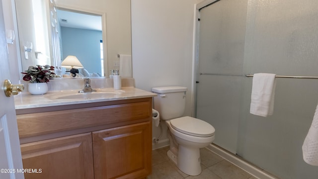43 W Susquehanna Dr, Little Egg Harbor, NJ 08087 - bathroom featuring tile patterned floors, a stall shower, vanity, and toilet