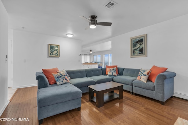 687 Princeton Ave, Brick, NJ 08724 - living area featuring ceiling fan, hardwood / wood-style floors, and baseboards