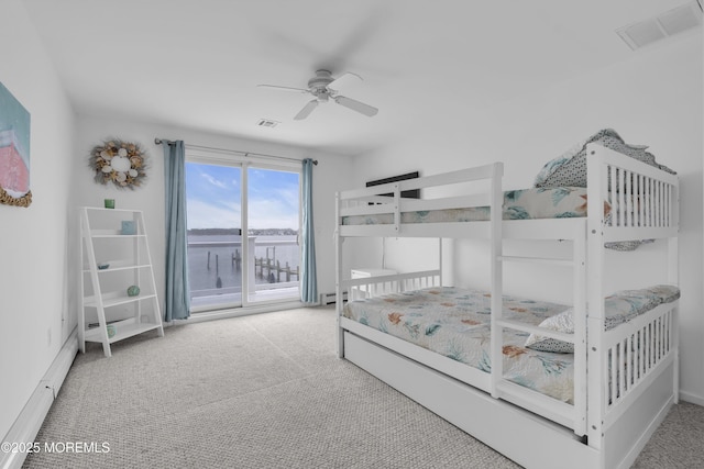 687 Princeton Ave, Brick, NJ 08724 - bedroom with carpet floors, access to exterior, and a ceiling fan