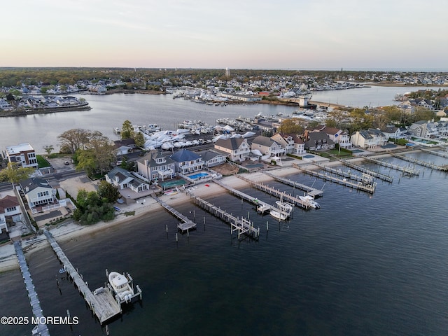 687 Princeton Ave, Brick, NJ 08724 - aerial overview of property's location featuring a large body of water, a marina, and nearby suburban area