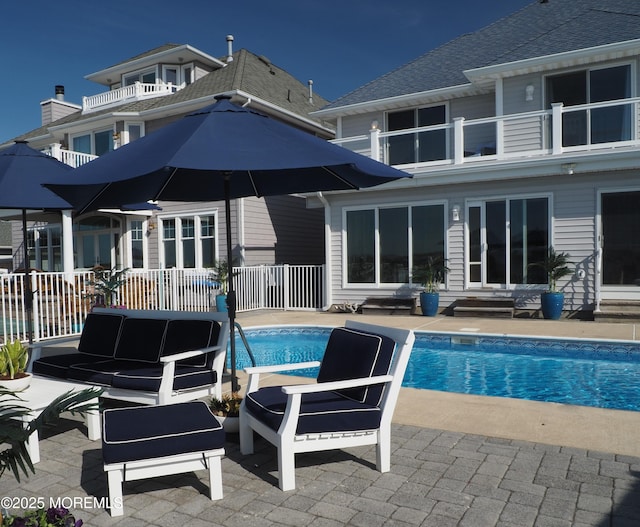687 Princeton Ave, Brick, NJ 08724 - swimming pool featuring a patio area, entry steps, an outdoor hangout area, and fence
