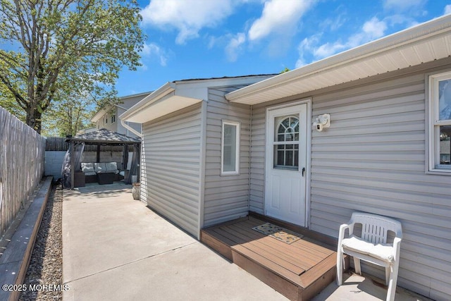 37 Bimini Rd, Brick, NJ 08723 - view of exterior entry with outdoor lounge area, a patio, and fence