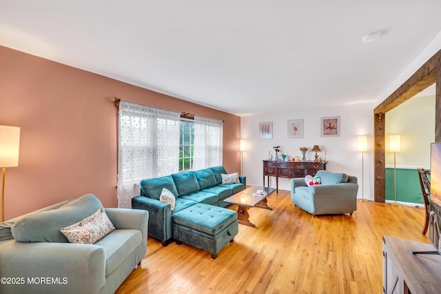 living room with light wood-type flooring