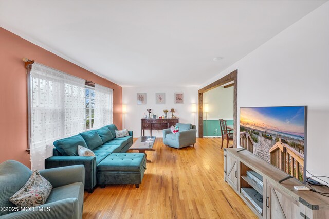 living area featuring light wood-type flooring