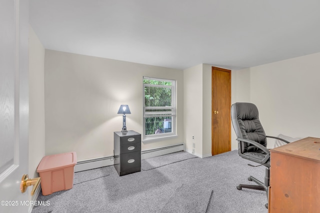 1042 Maxim Southard Rd, Howell, NJ 07731 - carpeted home office featuring baseboards and a baseboard heating unit