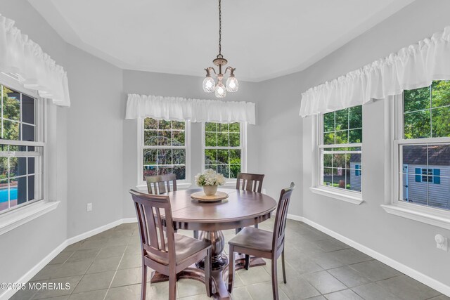 1042 Maxim Southard Rd, Howell, NJ 07731 - tiled dining area with a chandelier and baseboards