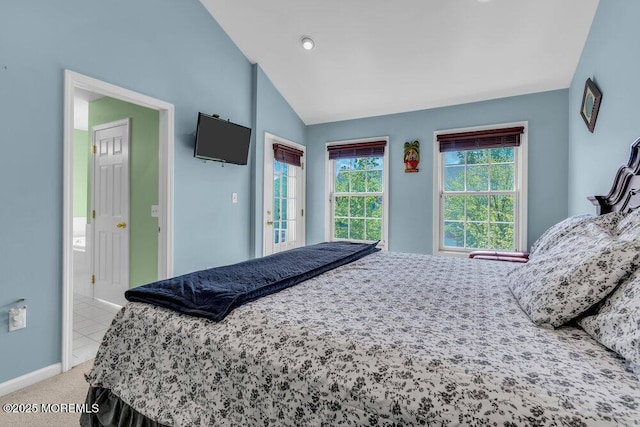 59 Inwood Dr, Manalapan, NJ 07726 - bedroom with lofted ceiling, baseboards, and carpet flooring
