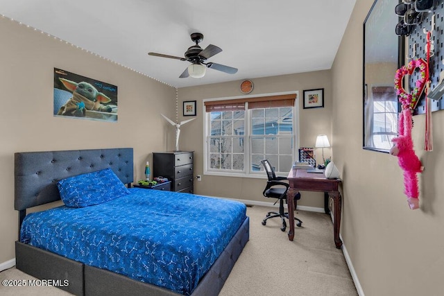 59 Inwood Dr, Manalapan, NJ 07726 - bedroom featuring carpet, baseboards, an office area, and ceiling fan