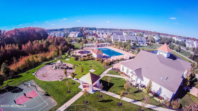 59 Inwood Dr, Manalapan, NJ 07726 - aerial overview of property's location featuring nearby suburban area and a pool area