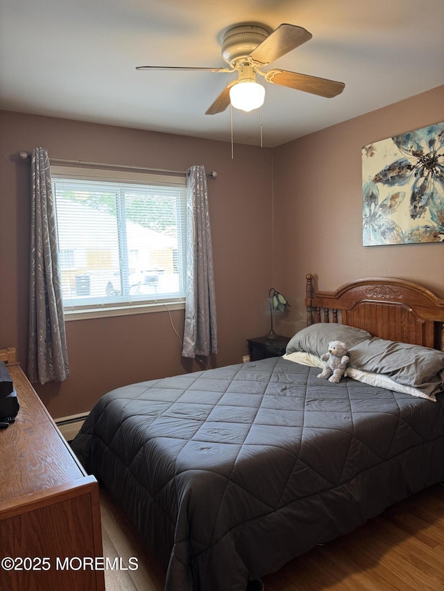 16B Robin St Unit 16B, Manchester, NJ 08759 - bedroom with wood finished floors, a ceiling fan, and a baseboard heating unit