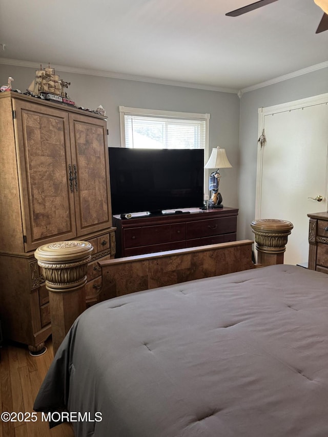 16B Robin St Unit 16B, Manchester, NJ 08759 - bedroom with ornamental molding, wood finished floors, and a ceiling fan