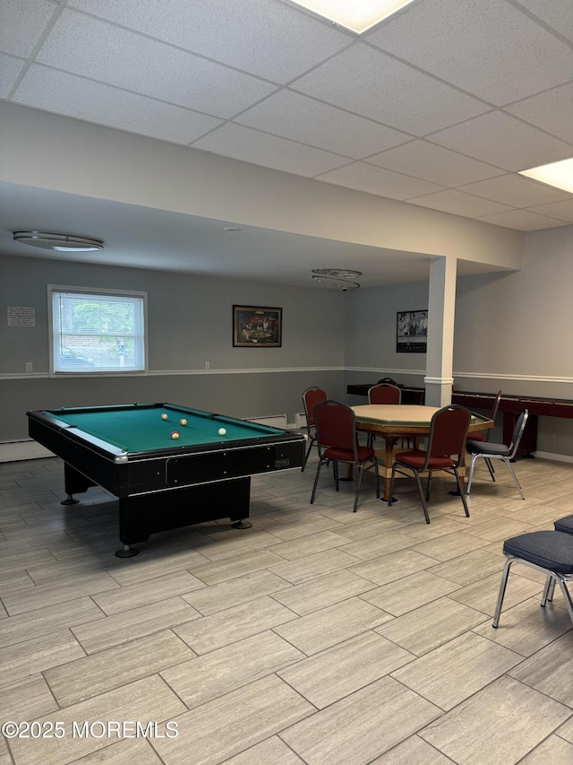 16B Robin St Unit 16B, Manchester, NJ 08759 - game room with wood finish floors, billiards, baseboard heating, and a paneled ceiling