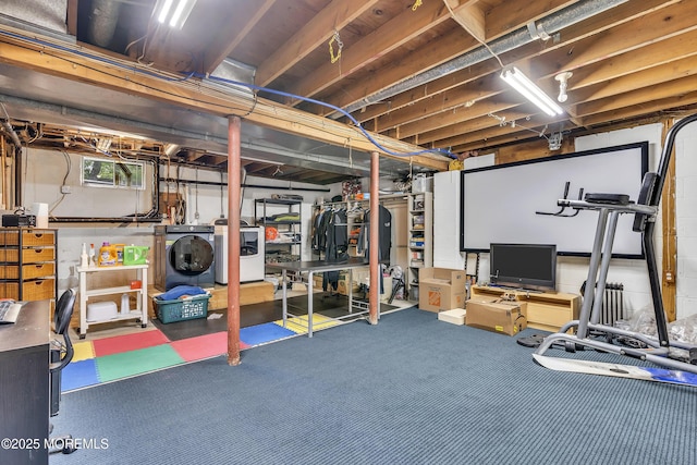 441 E Bird Village Rd, Jackson, NJ 08527 - exercise room with washing machine and dryer and carpet floors