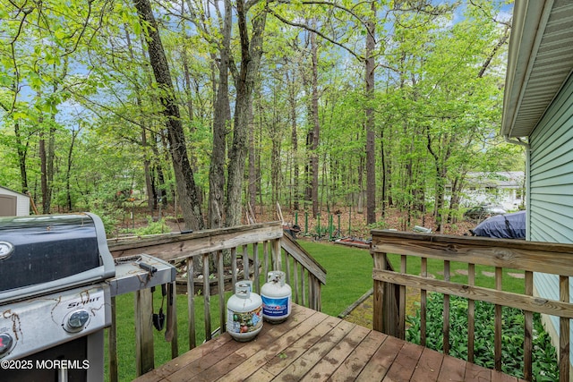 441 E Bird Village Rd, Jackson, NJ 08527 - wooden terrace featuring a grill and a yard