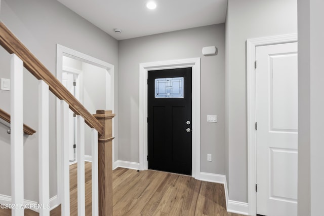 42 W Mohawk Dr, Little Egg Harbor, NJ 08087 - entrance foyer featuring light wood finished floors, stairway, baseboards, and recessed lighting