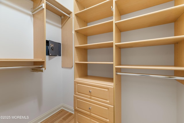 walk in closet featuring light wood finished floors
