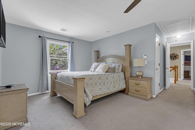 13 Dori Ln, Barnegat, NJ 08005 - bedroom with attic access, light colored carpet, baseboards, and a ceiling fan