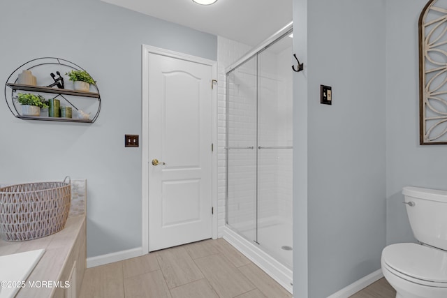 13 Dori Ln, Barnegat, NJ 08005 - bathroom with toilet, a shower stall, vanity, and baseboards