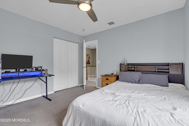 13 Dori Ln, Barnegat, NJ 08005 - carpeted bedroom featuring a closet, baseboards, and a ceiling fan