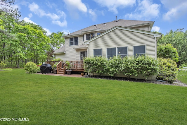 13 Dori Ln, Barnegat, NJ 08005 - back of property with a yard and a wooden deck