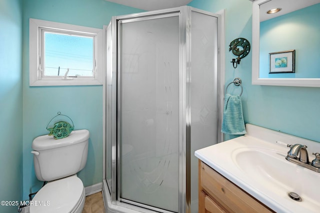 1255 W Mallard Dr, Stafford, NJ 08050 - bathroom with a stall shower, vanity, and toilet