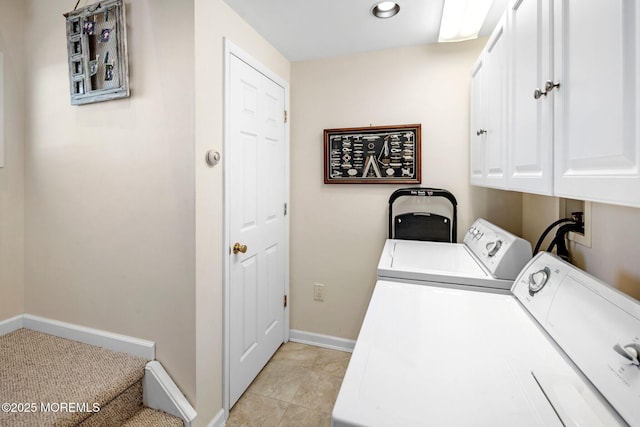 1255 W Mallard Dr, Stafford, NJ 08050 - laundry room featuring cabinet space, separate washer and dryer, baseboards, and recessed lighting