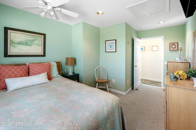 1255 W Mallard Dr, Stafford, NJ 08050 - carpeted bedroom featuring baseboards, a ceiling fan, and recessed lighting