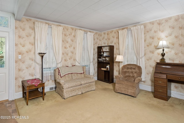 38 Bowne Ave, Freehold, NJ 07728 - sitting room featuring carpet and wallpapered walls