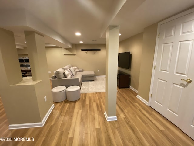 630 Springfield Ave, Pine Beach, NJ 08741 - finished basement with light wood-style floors, recessed lighting, and baseboards