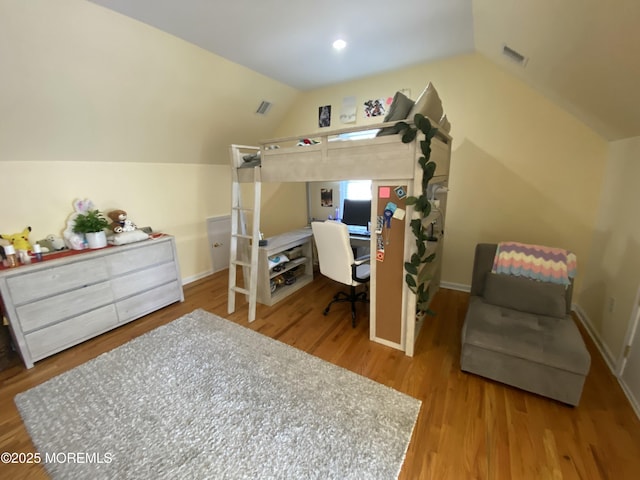 630 Springfield Ave, Pine Beach, NJ 08741 - bedroom with wood finished floors, lofted ceiling, and a desk