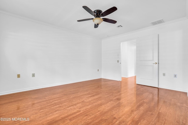 235 Prince Charles Ct, Toms River, NJ 08757 - unfurnished room featuring crown molding, a ceiling fan, light wood-style flooring, and baseboards