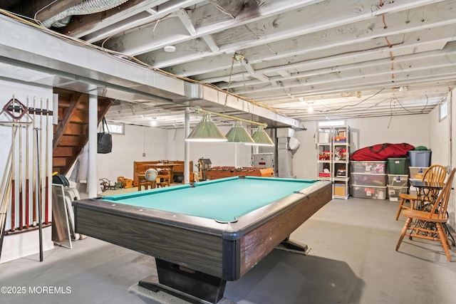 rec room with concrete flooring and pool table