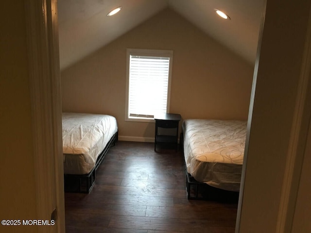 324 Webster Ave, Seaside Heights, NJ 08751 - bedroom featuring hardwood / wood-style flooring, vaulted ceiling, baseboards, and recessed lighting
