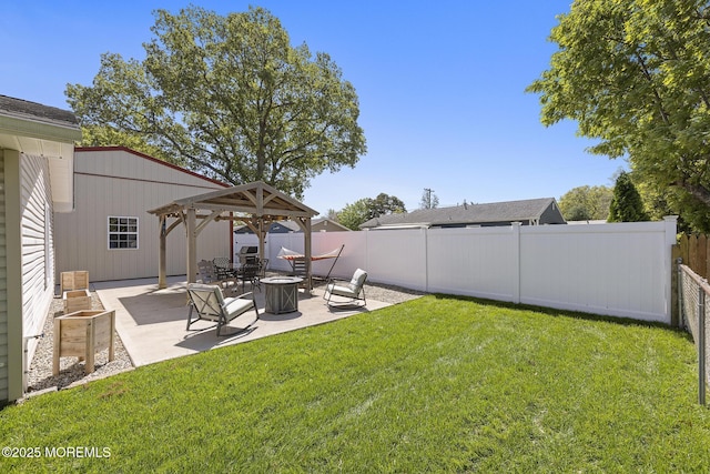 view of yard with a gazebo and a patio area