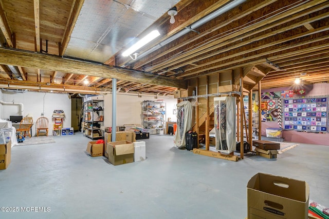 view of unfinished basement