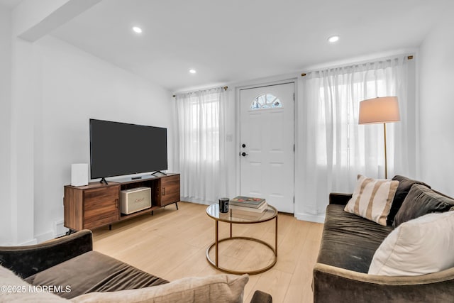 163 Seabreeze Ave, North Middletown, NJ 07748 - living area featuring light wood-style floors and recessed lighting