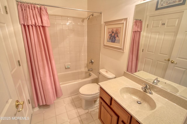 10 Lakeland Dr, Barnegat, NJ 08005 - bathroom featuring toilet, tile patterned floors, vanity, and shower / tub combo with curtain