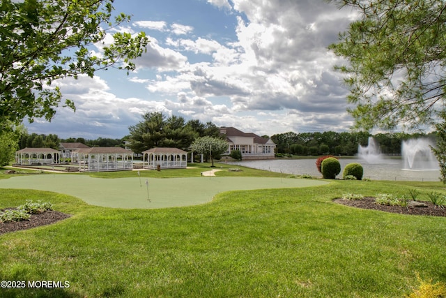 10 Lakeland Dr, Barnegat, NJ 08005 - view of green lawn with a putting area and a water view