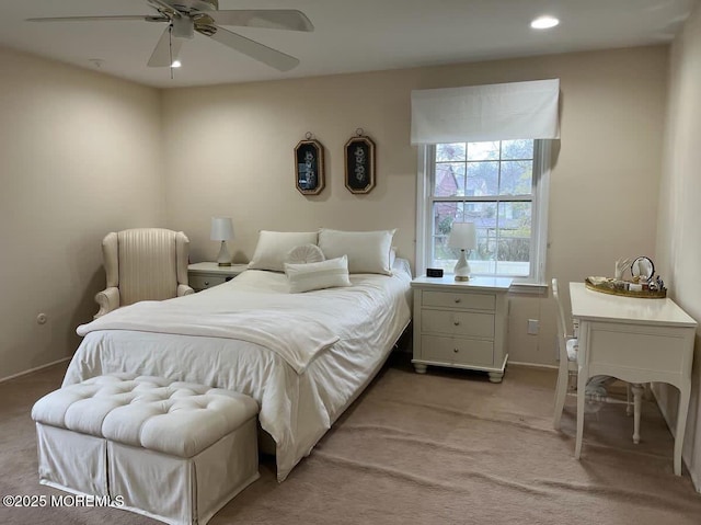 9 Darien Dr, West Long Branch, NJ 07764 - bedroom with light colored carpet, baseboards, recessed lighting, and ceiling fan